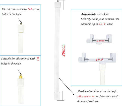 GUCHO Baby Monitor Mount for Crib, Universal Baby Monitor Holder Compatible for Infant Optics, Crib Camera Mount Stand with Clip...